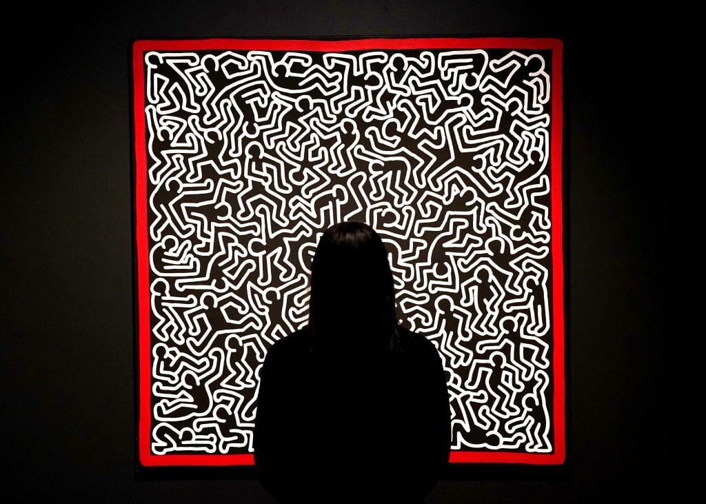 This untitled Keith Haring lot will be on sale at Sotheby's this week. Photo by TIMOTHY A. CLARY / AFP.