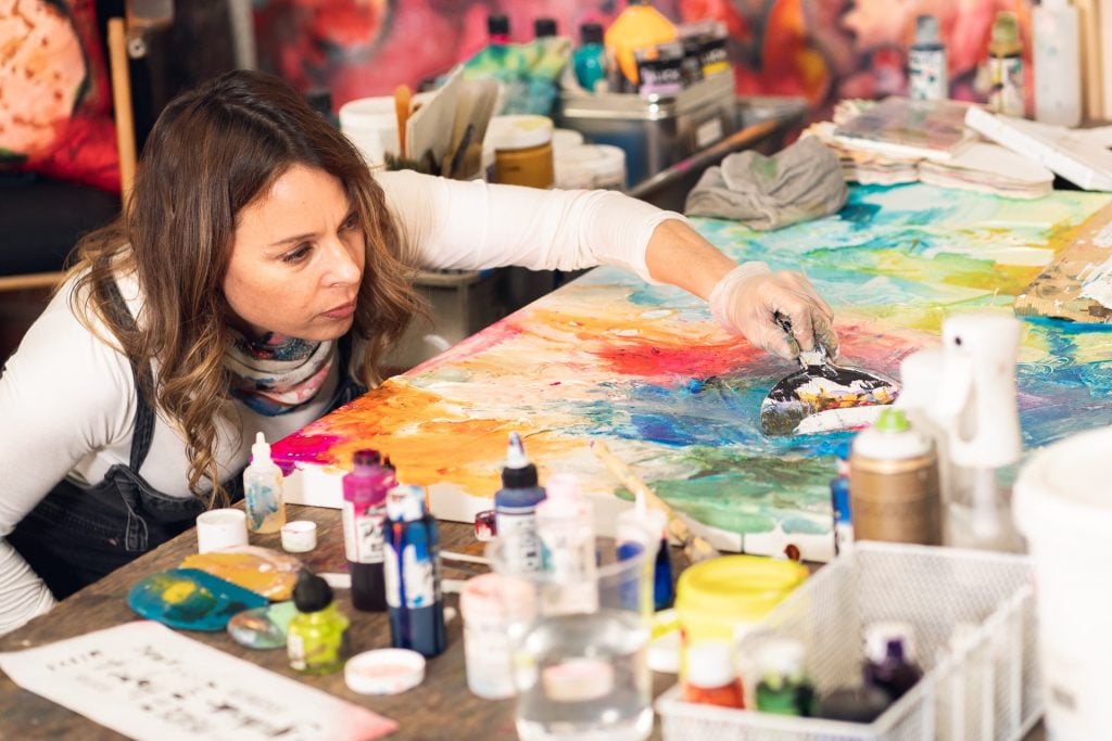 Marisabel Bazan in her Studio, courtesy the artist.