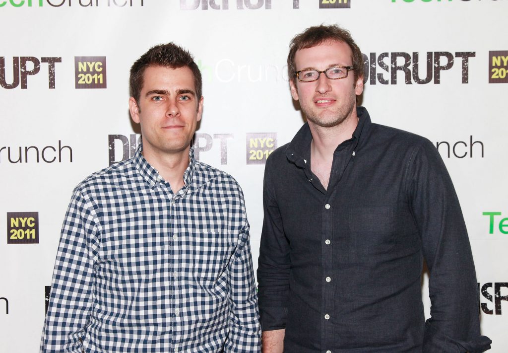 Matt Hall and John Watkinson at TechCrunch Disrupt New York, May 2011. (Photo by Charles Eshelman/Getty Images for AOL)