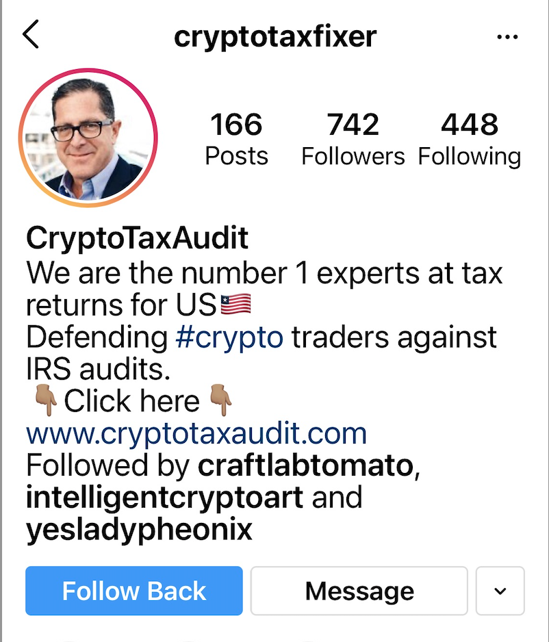 The self-proclaimed crypto-tax fixer, sure to be the accounting world's busiest man! Courtesy of Kenny Schachter.