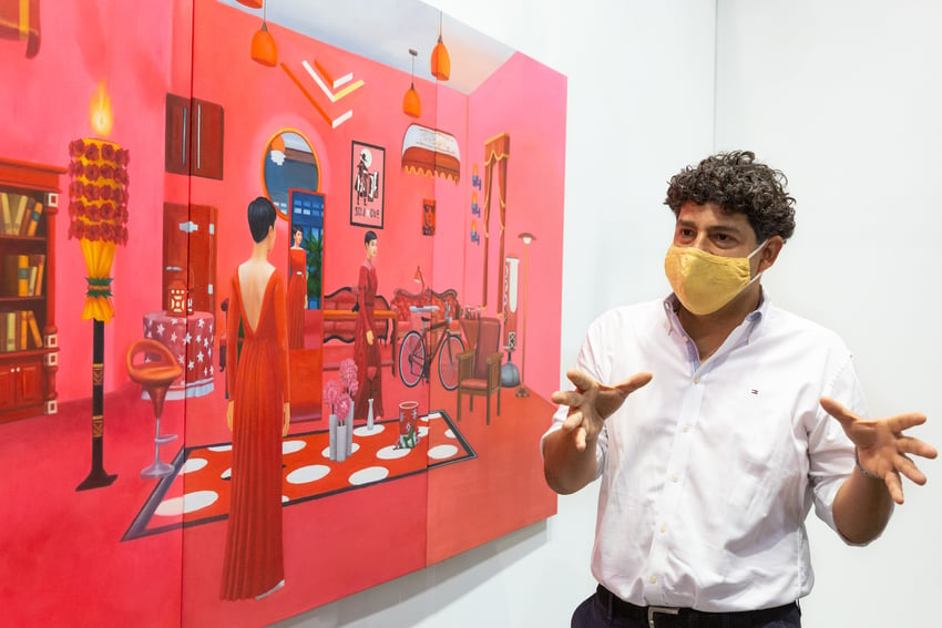 Jacobo Garcia Gil at de Sarthe's booth at Art Basel Hong Kong 2021. Photo: © Art Basel