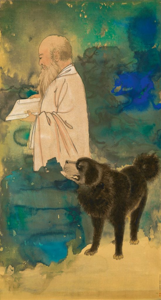 Zhang Daqian, <i>Self Portrait with a Tibetan Mastiff</i>. Courtesy of Sotheby's Hong Kong.