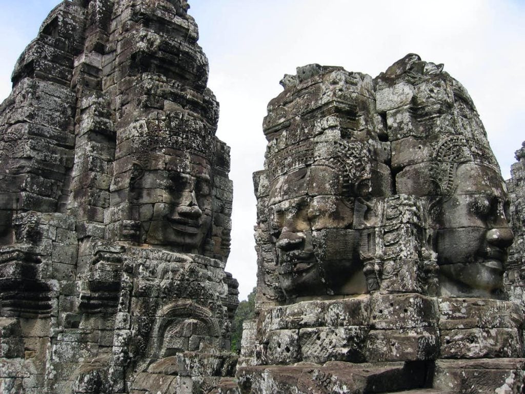 The face towers at the Bayon Temple are a well-known feature of the 