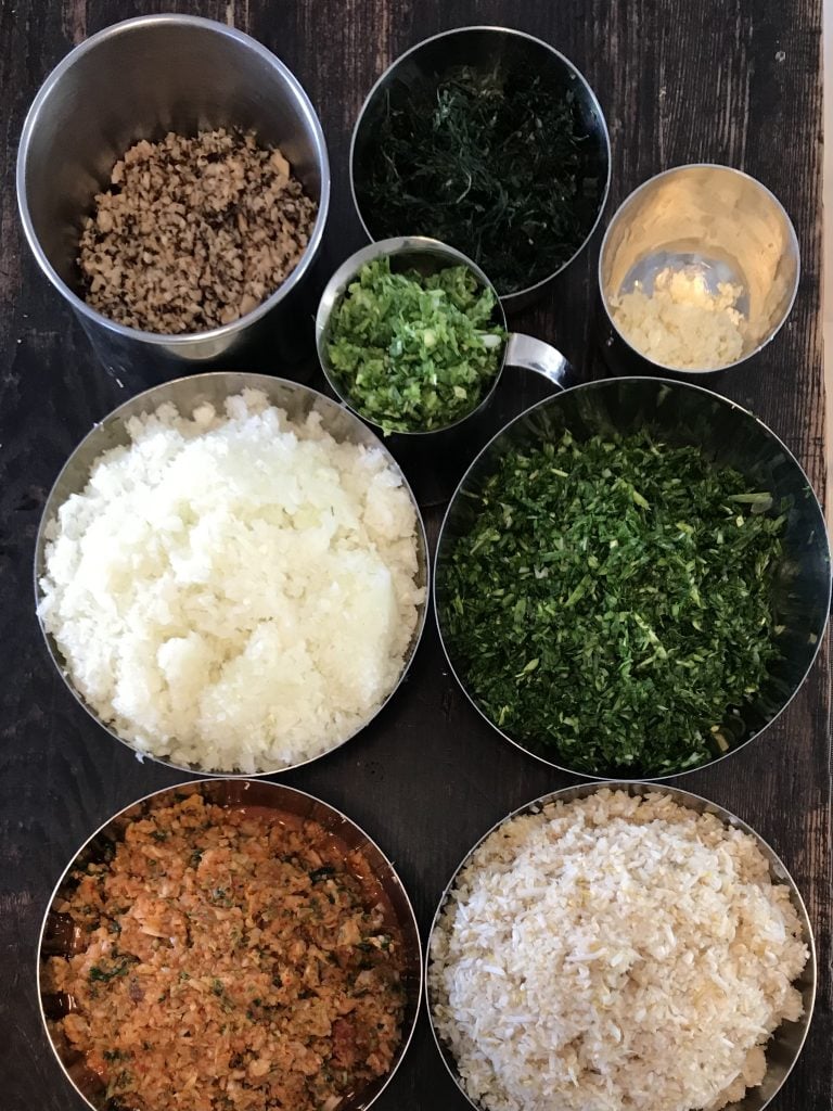 The ingredients for <em>mandu</em>, a traditional Korean dumpling that Jean Shin makes with family every New Year. Photo courtesy of Jean Shin. 