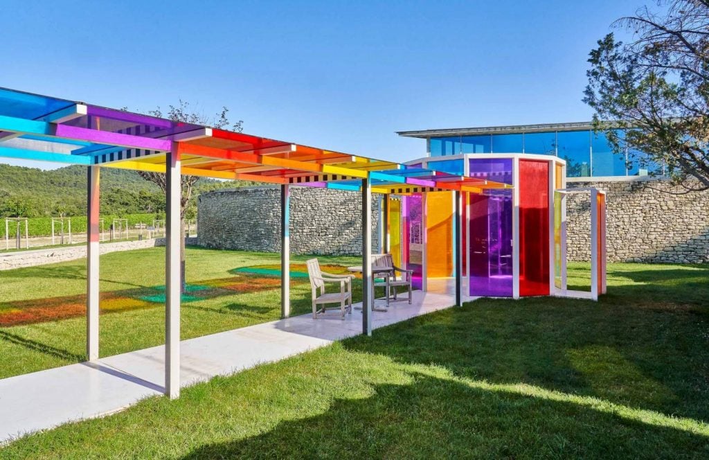 An installation by Daniel Buren at the Château La Coste in Provence. Courtesy of the hotel.