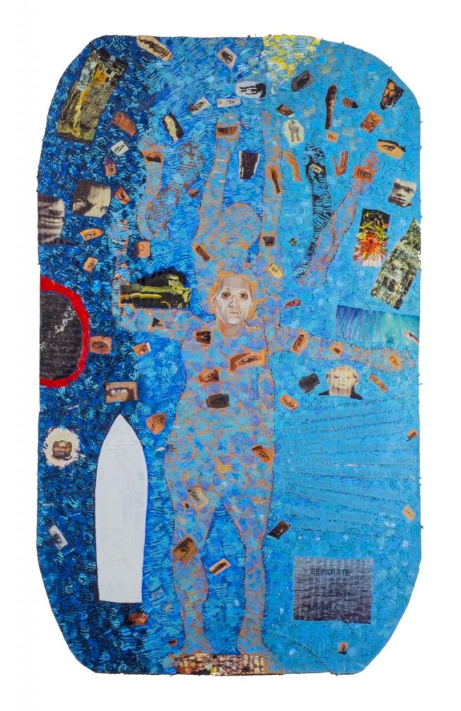 Howardena Pindell, <em>Autobiography: Water (Ancestors/Middle Passage/Family Ghosts)</em>, 1988. Courtesy of the Wadsworth Atheneum Museum of Art, Hartford, Connecticut. The Ella Gallup Sumner and Mary Catlin Sumner Collection Fund, 1989.