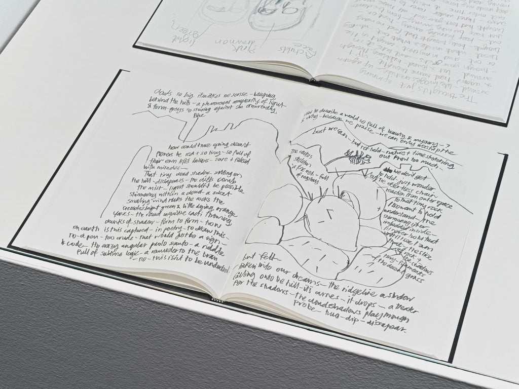  A notebook from Houseago's time in recovery, on view in "Vision Paintings" at the Royal Museums of Fine Arts of Belgium. Photo credit: Allard Bovenberg 