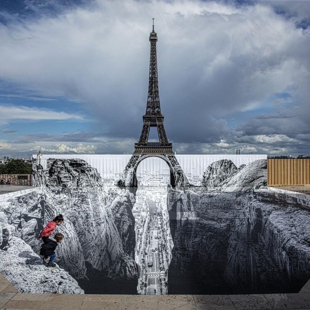 JR's Eiffel Tower public art installation. Photo courtesy of JR. 