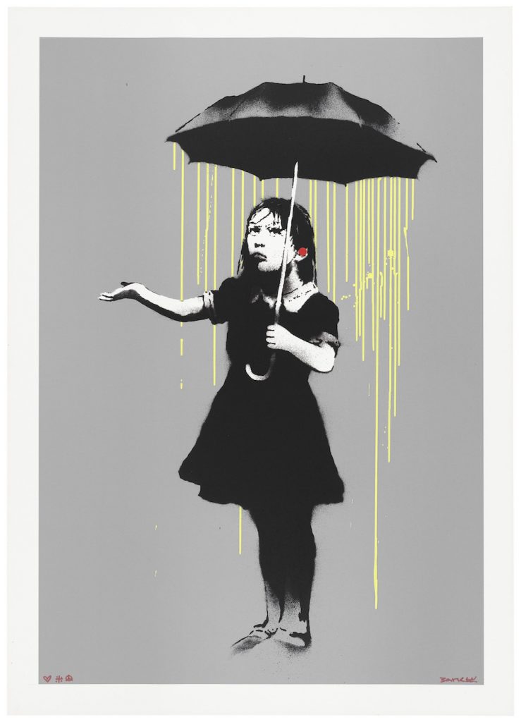 Banksy, NOLA (Yellow Rain) (2008). Image courtesy Christie's.