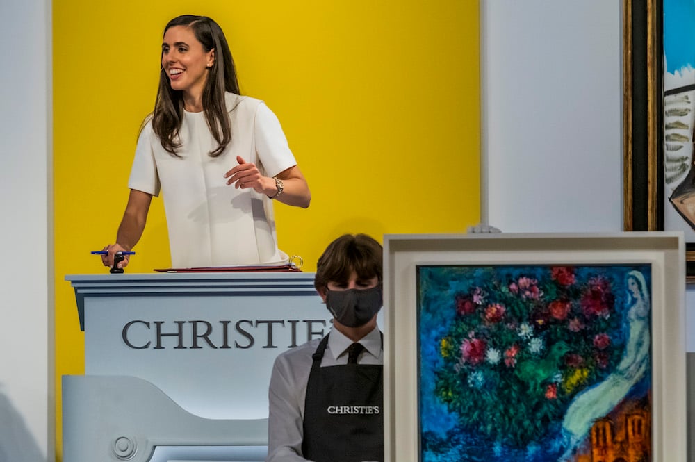 Veronica Scarpati taking the 20th/21st Century: London Evening Sale - Live auction on 30 June at Christies King Street, London. Image courtesy Christie's.