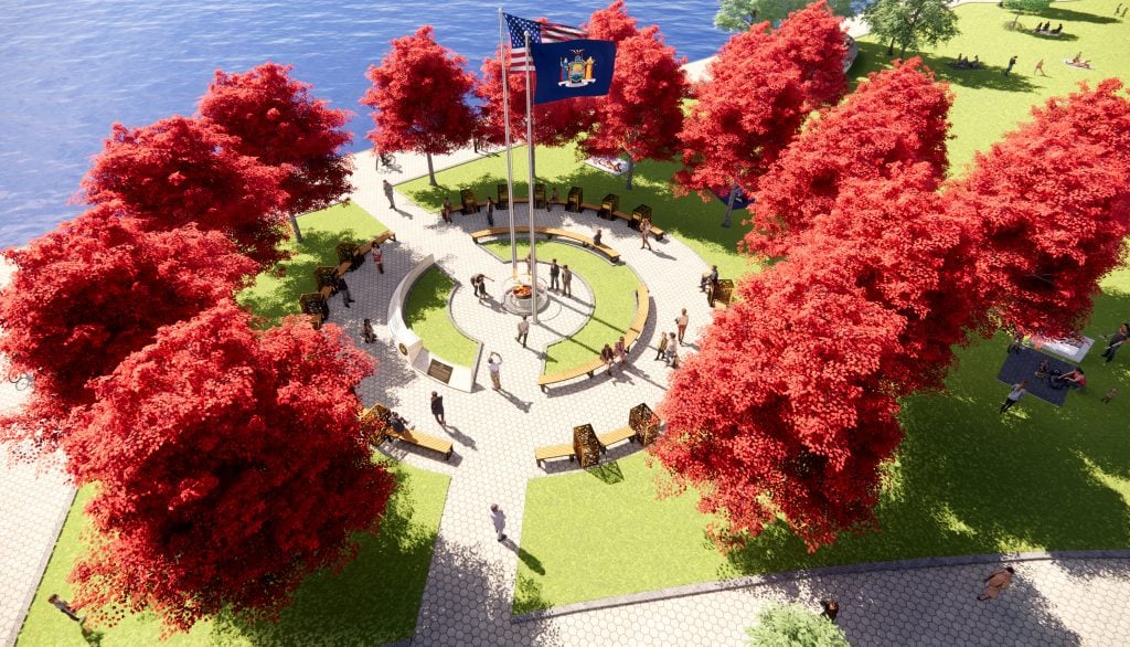 Rendering of the Essential Workers Monument titled 