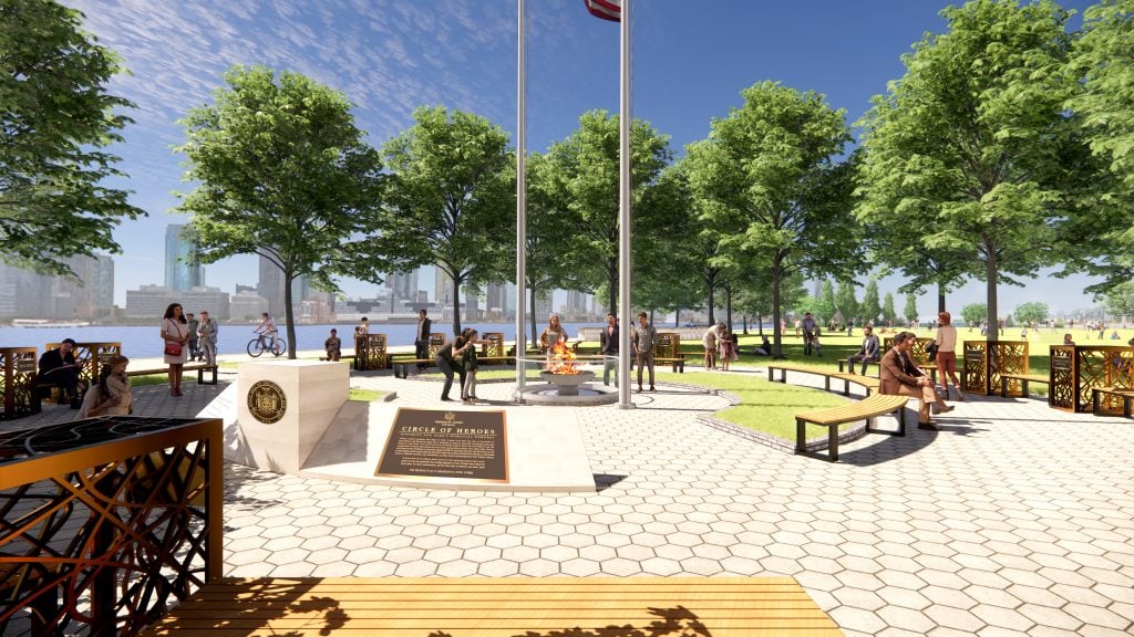 Rendering of the Essential Workers Monument titled "Circle of Heroes." Courtesy Office of Governor Cuomo. 