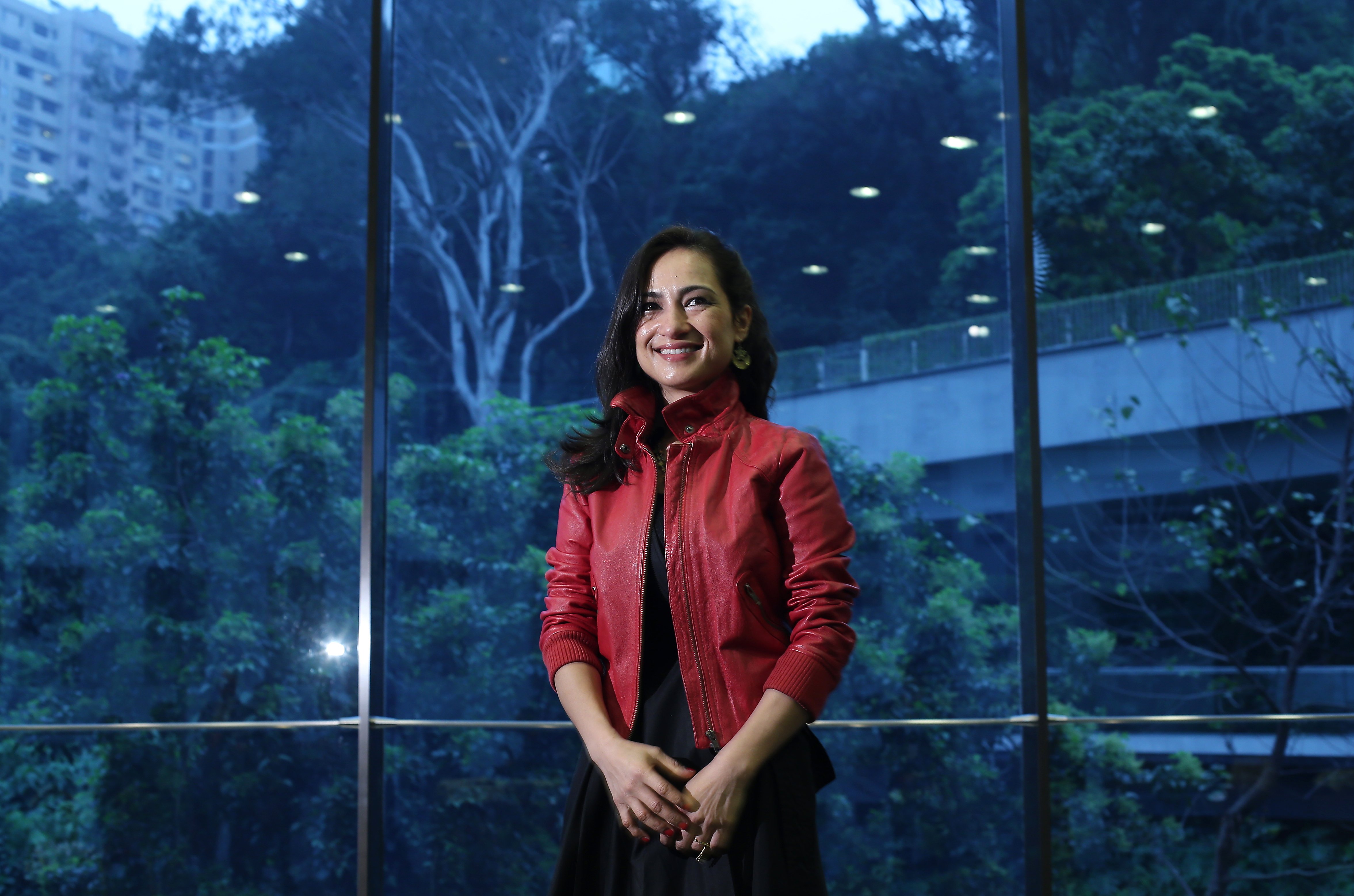 Artist Shahzia Sikander poses at Asia Society Hong Kong Centre in Admiralty. (Photo by K. Y. Cheng/South China Morning Post via Getty Images)