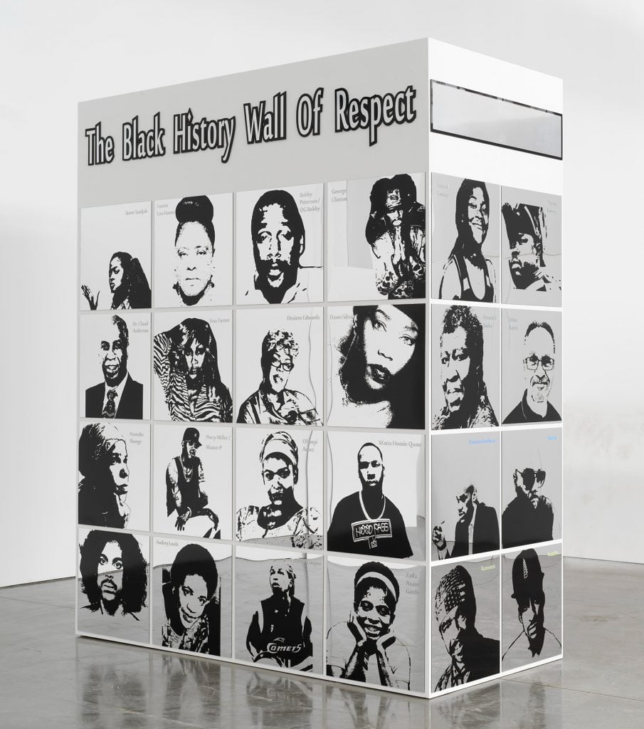 Lauren Halsey, <i>black history wall of respect (II)</i> (2021). © Lauren Halsey. Photo: Rob McKeever. Courtesy of the artist, David Kordansky Gallery, and Gagosian.