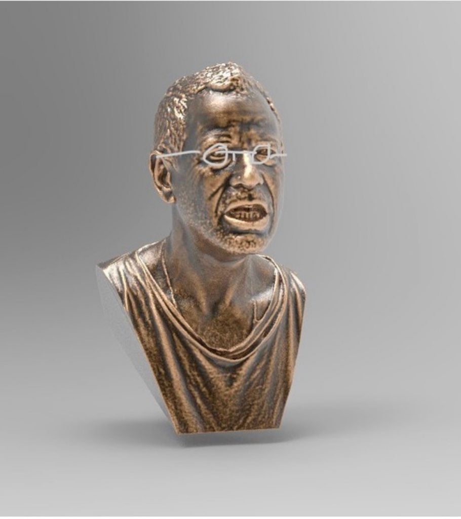 Living death mask after Franz Xaver Messerschmidt (real pair of glasses included) NFT redeemable as 3D printed bronze—coming soon to Super Chief Gallery. Courtesy of Kenny Schachter.