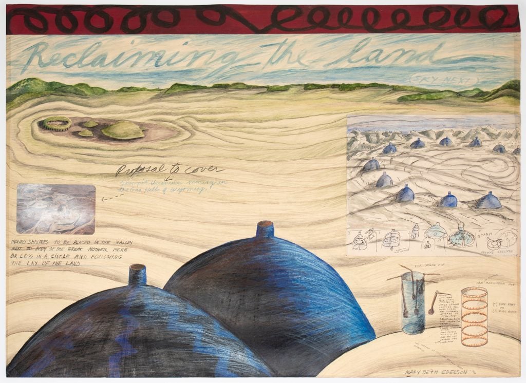 Mary Beth Edelson, Earth Works Reclaiming the Land (1976). Courtesy of the Menil Drawing Institute.