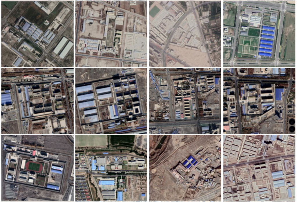 Satellite imagery of Chinese prisons and internment camps. Image courtesy of Alison Killing.
