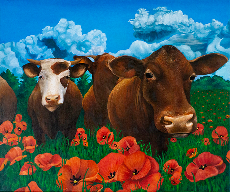 Juliana Stankiewicz, Cows in a Poppy Field (2020). Courtesy the artist and CJ One Gallery.