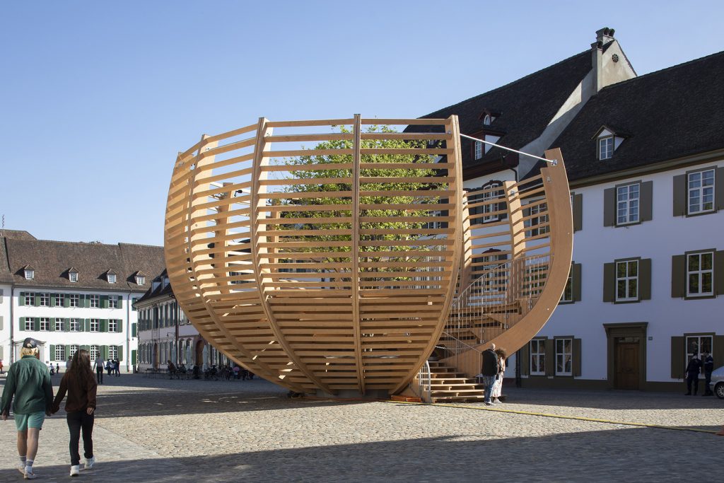 Klaus Littman, <i>Arena for a Tree</i> (2021) at Münsterplatz Basel, presented with KBH.G. Photo by Gerhard Maurer.