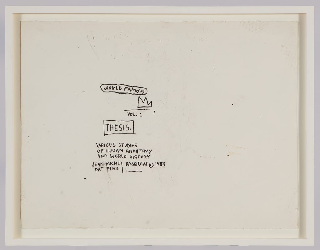 Jean-Michel Basquiat, <em>Untitled (World Famous Vol. 1. Thesis)</em>, 1983. Photo ©the Estate of Jean-Michel Basquiat.