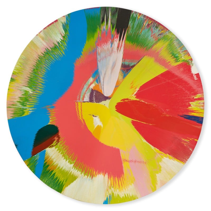 Damien Hirst, Beautiful career minded painting (with blue slash) (1997). Courtesy of Sotheby's.