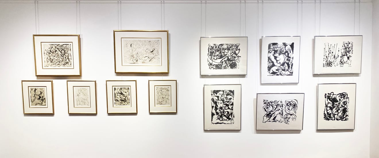 Installation view "Jackson Pollock: The Experimental Works on Paper," 2021. Courtesy of Barbara Mathes Gallery.