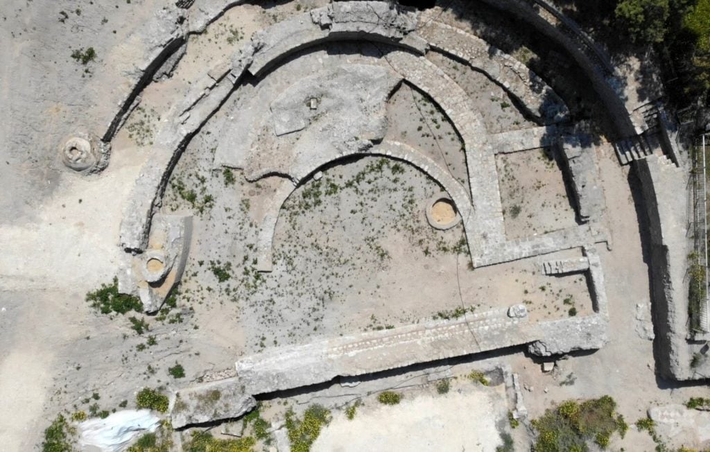Aerial view of the Roman basilica in the Tel Ashkelon National Park, Israel. Photo by Tomer Ofri, courtesy of the Israel Nature and Parks Authority.