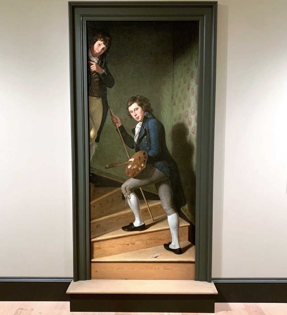 Charles Willson Pealle, The Staircase Group (1795) installed in the new Early American Art galleries at the Philadelphia Museum of Art. Photo by Ben Davis.