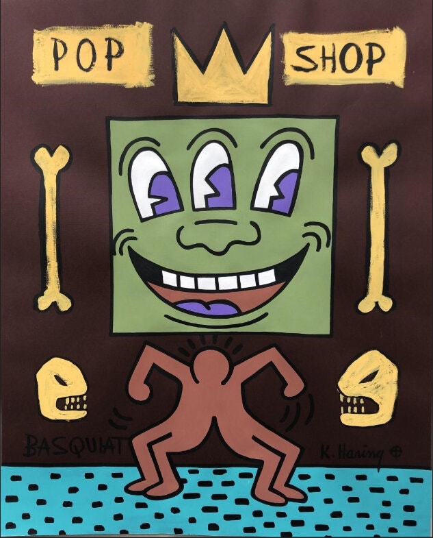 Angel Pereda has been arrested on a charge of wire fraud, accused of selling fake Keith Haring and Jean-Michel Basquiat works like this forgery said to be a collaboration by the two artists. Photo courtesy of the the Southern District of New York. 