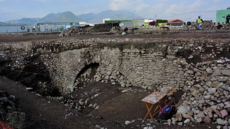 A tunnel unearthed near Tenochtitlan in 2019. Photo courtesy of the INAH.