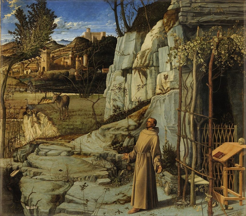 Giovanni Bellini, <i>St. Francis in the Desert</I> (1480). Courtesy of the Frick Collection, New York. 