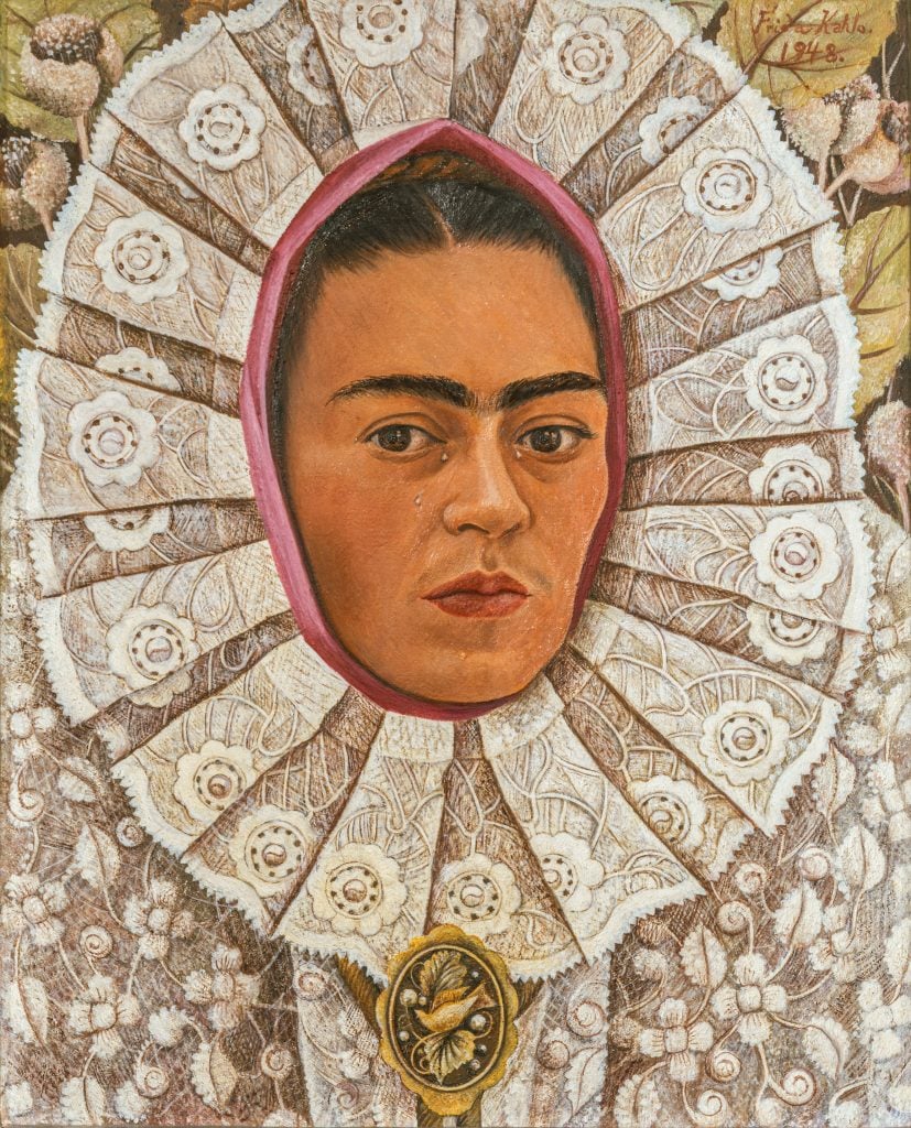 Frida Kahlo, <em>Self-portrait (for Samuel Fastlicht)</em>, 1948. Photo by akg-images, ©Banco de Mexico Diego Rivera Frida Kahlo Museums Trust/VG Bild-Kunst, Bonn 2021; reproduction authorized by the Instituto Nacional de Bellas Artes y Literatura, 2021.