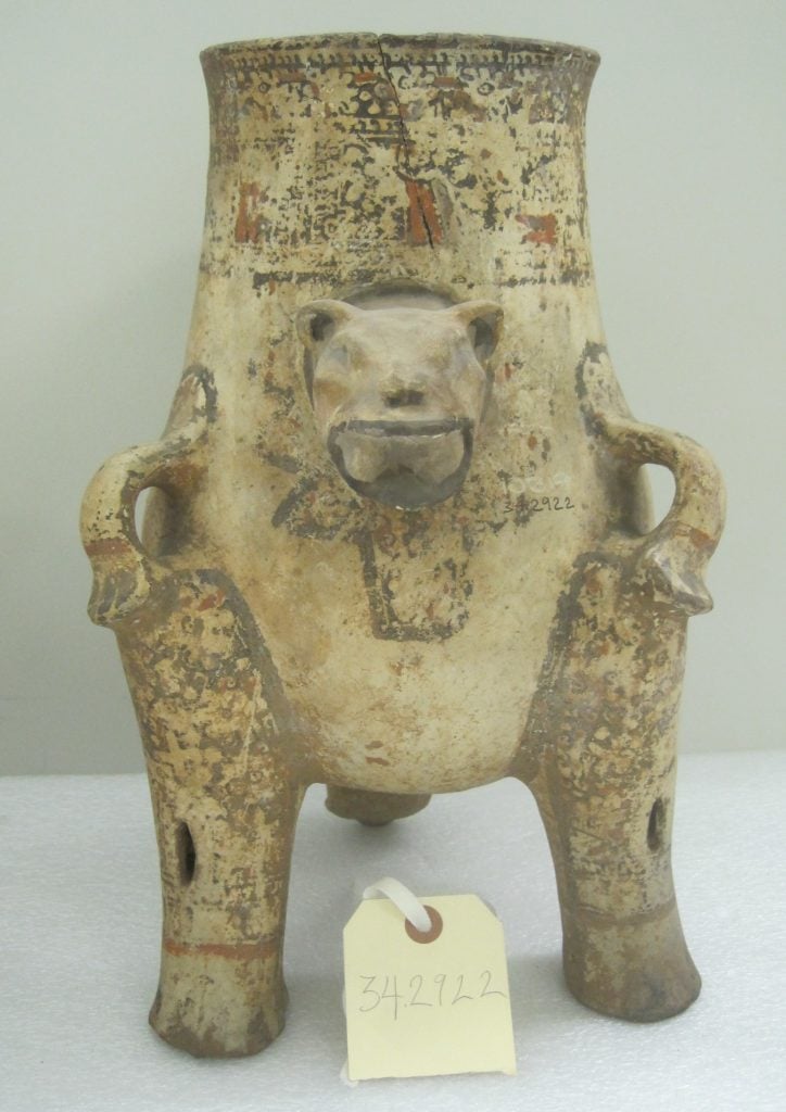 A Jaguar Effigy Vessel (c. 1000-1350) from the Keith collection that has been repatriated to Costa Rica. Courtesy of the Brooklyn Museum.
