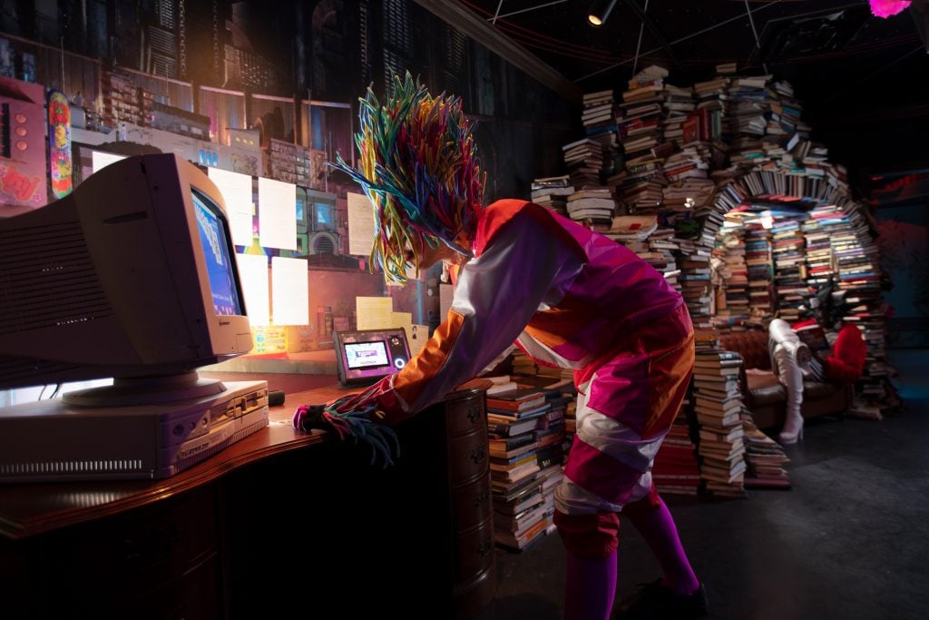 A character in the <em>Library</em> at Meow Wolf's Convergence Station in Denver. Photo by Kate Russell, courtesy of Meow Wolf. 