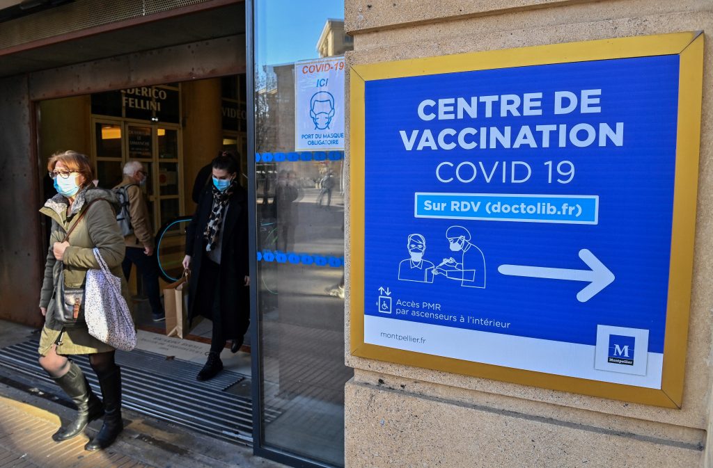 A COVID-19 vaccination center in France. Photo by Pascal Guyot/AFP via Getty Images.