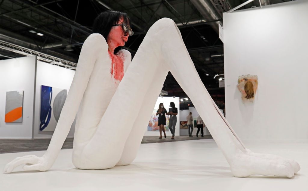 A work by Rebecca Ackroyd, during the first day of ARCOmadrid 2021. Photo By Cezaro De Luca/Europa Press via Getty Images)