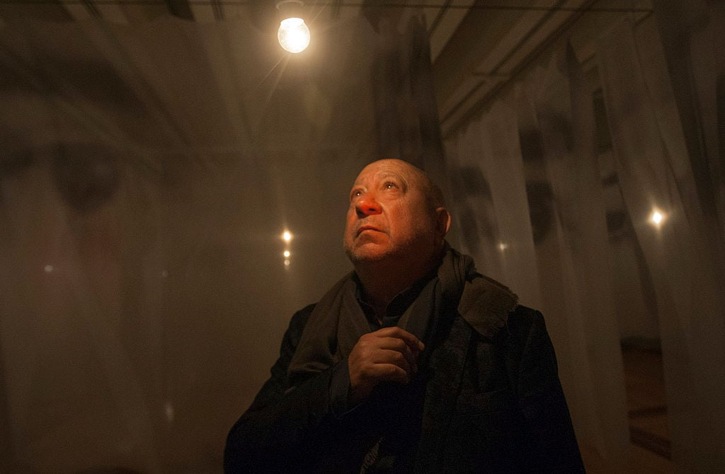 French multidisciplinary artist Christian Boltanski during the presentation of his exhibition "Animitas" at the Museum of Contemporary Art in Monterrey, Nuevo Leon state, Mexico, on January 21, 2016. Photo: Julio Cesar Aguilar/AFP via Getty Images.