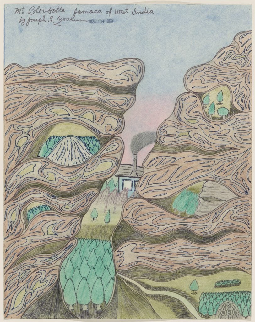 Joseph E. Yoakum, <i>Mt Cloubelle Jamaca of West India</i> (1969). Courtesy of the Art Institute of Chicago.