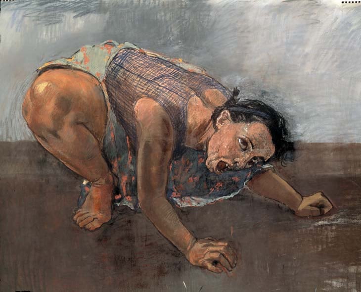 Paula Rego, <i>Dog Woman</i> (Pastel on canvas, 1994). 