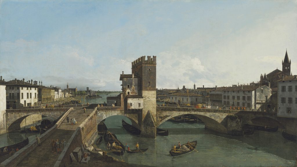 Bernardo Bellotto, <i>View of Verona with the Ponte delle Navi</i>. Courtesy Christie's Images Ltd. 2021.