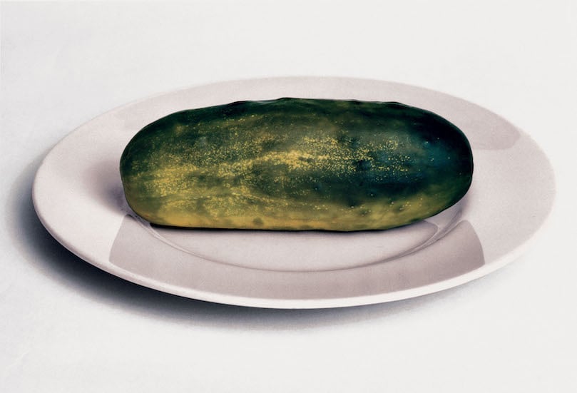 Duane Michals, A Gursky Gherkin Is Just a Very Large Pickle (2001) from Photo No-Nos: Meditations on What Not to Photograph (Aperture, 2021). © Duane Michals.