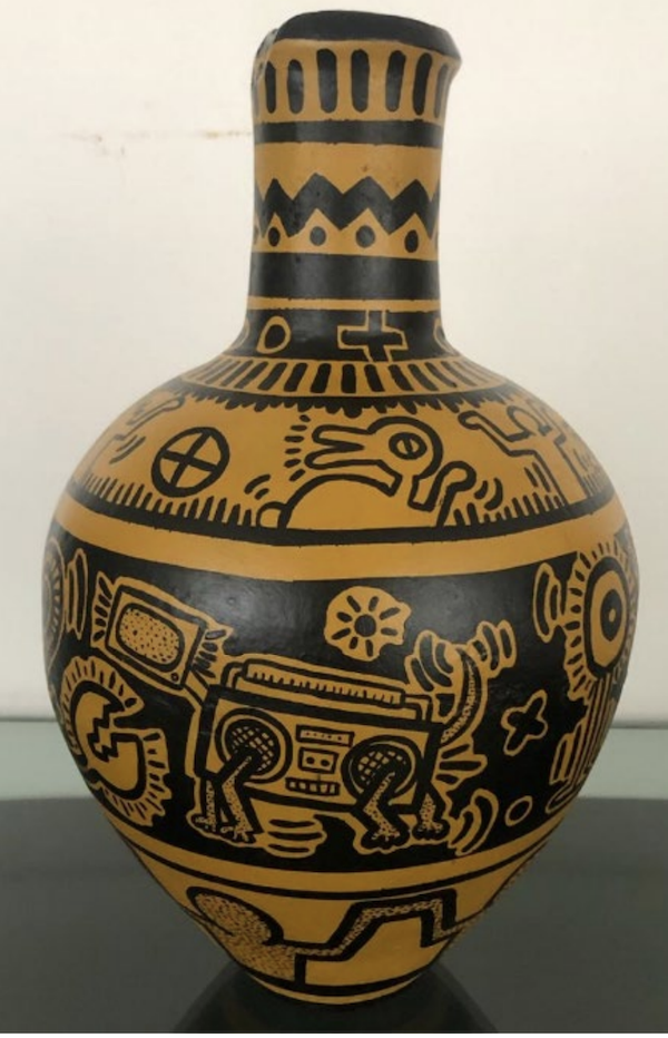 Angel Pereda has been arrested on a charge of wire fraud, accused of selling fake Keith Haring and Jean-Michel Basquiat works like this Haring forgery. Photo courtesy of the the Southern District of New York. 