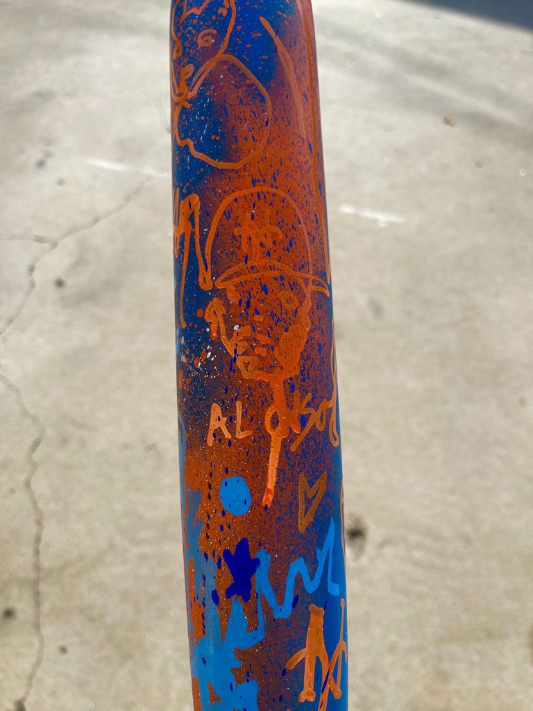 The Gregory Siff designed bat Pete Alonso used to defend his title in the Home Run Derby. Photo courtesy of Pete Alonso, Lfgm Shop.