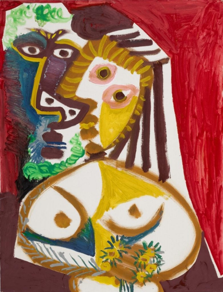 Pablo Picasso, <i>Homme et femme au bouquet</i> (1970). Courtesy of Sotheby's.