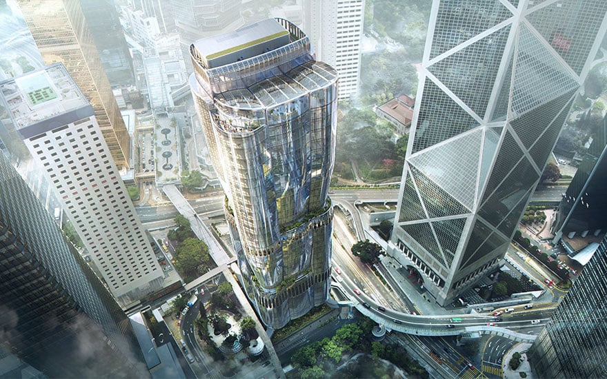 The Henderson, Hong Kong by Zaha Hadid Architects for Henderson Land. Rendering by Arqui9, courtesy of Christie's.