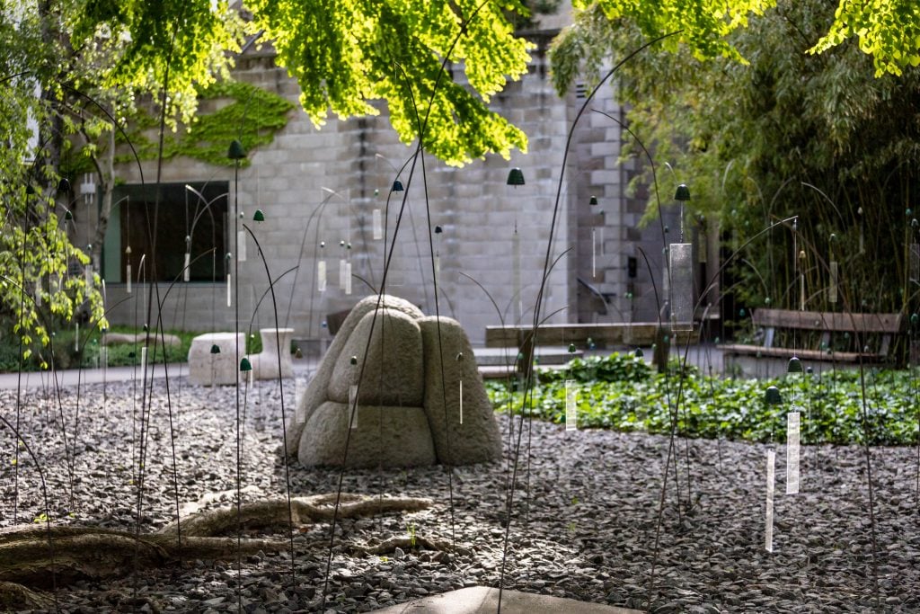 "Christian Boltanski, Animitas" at the Isamu Noguchi Foundation and Garden Museum. Photo by Nicholas Knight, courtesy of the Isamu Noguchi Foundation and Garden Museum.