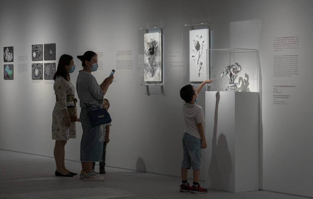 Exhibition view of A Material Odyssey, a Getty Conservation Institute research exhibition at the Museum of Art Pudong, 2021. Photo by Gu Kenryou, courtesy Cai Studio.