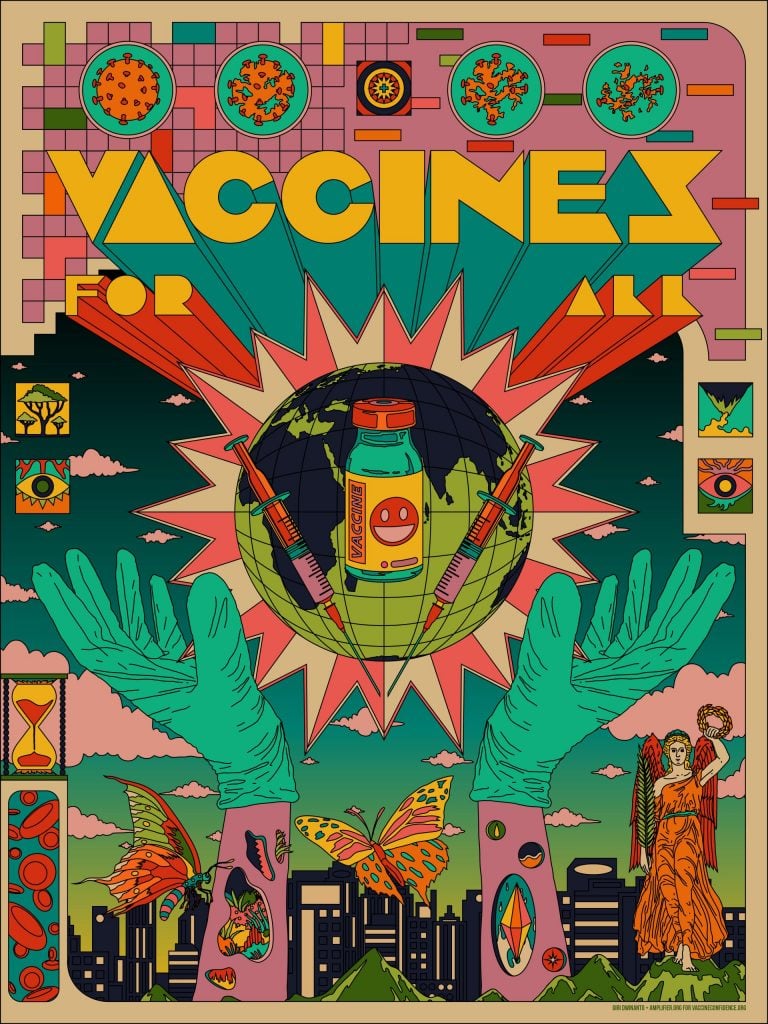 Giri Dwinanto, Vaccines For All (2021). Courtesy of the artist via Amplifier’s #vaccinated campaign.