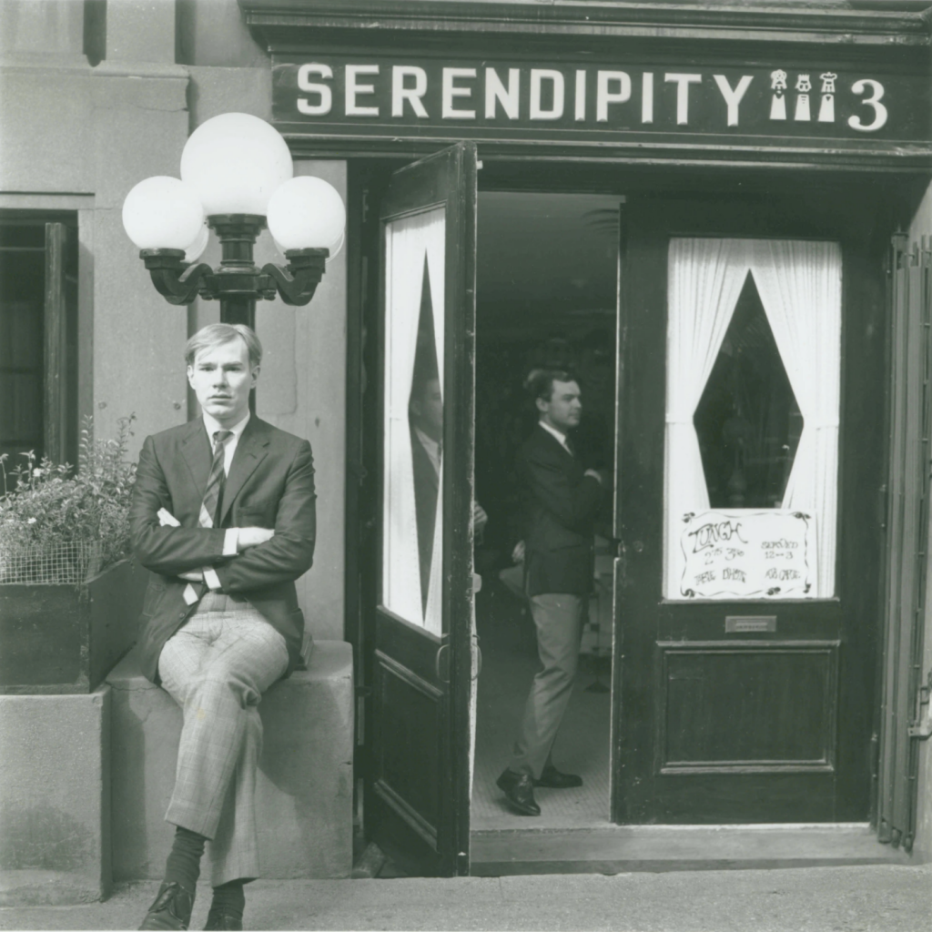 Andy Warhol and Stephen Bruce at Serendipity 3 (ca. 1962). Photo by John Ardoin, courtesy of Serendipity 3.