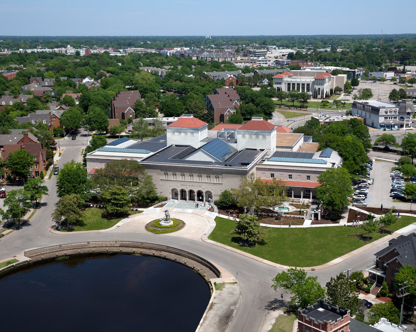 The Chrysler Museum of Art in Norfolk, Virginia, sits nearby the Elizabeth River.